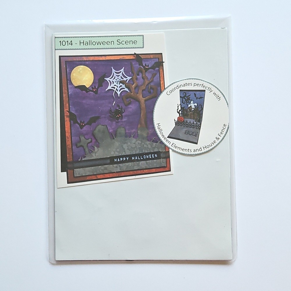 HALLOWEEN SCENE 1014 Cutting Dies spooky graveyard border bats tree um44