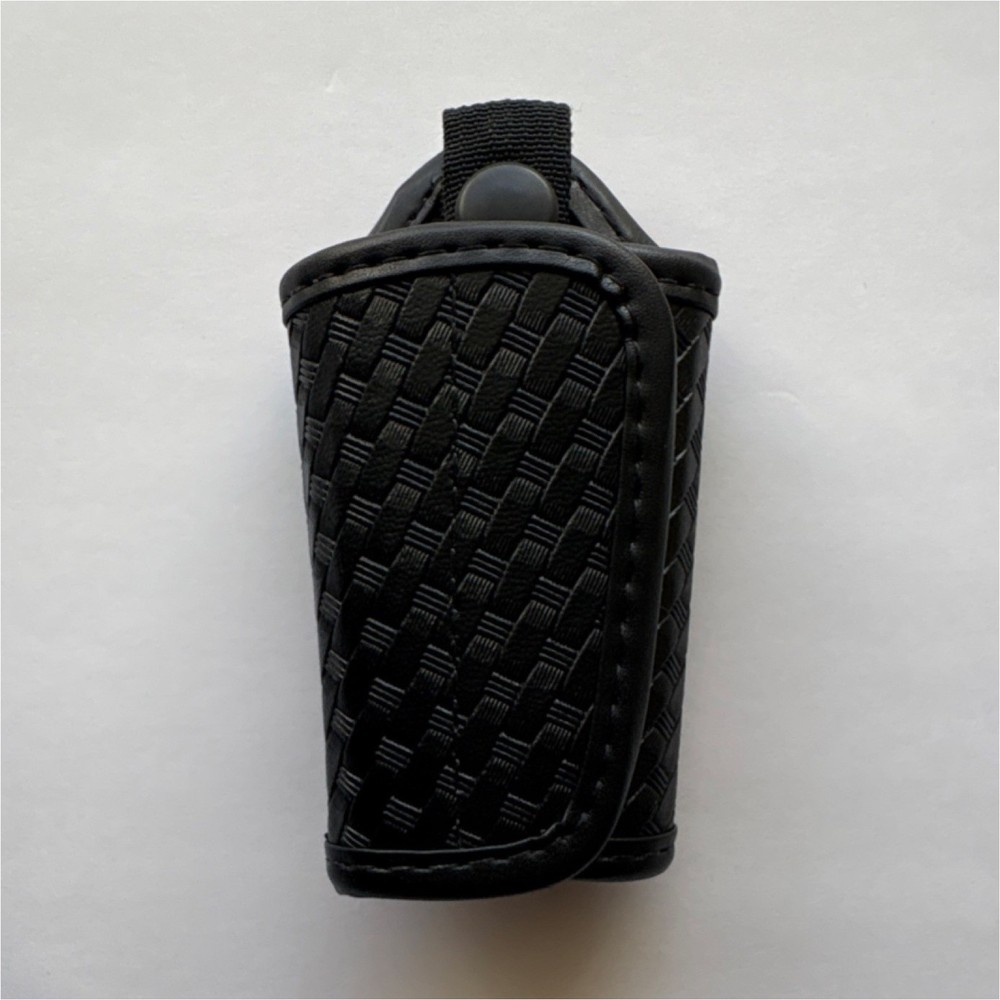 Black Basketweave Silent Key Pouch with Belt Loop and Snap Closure