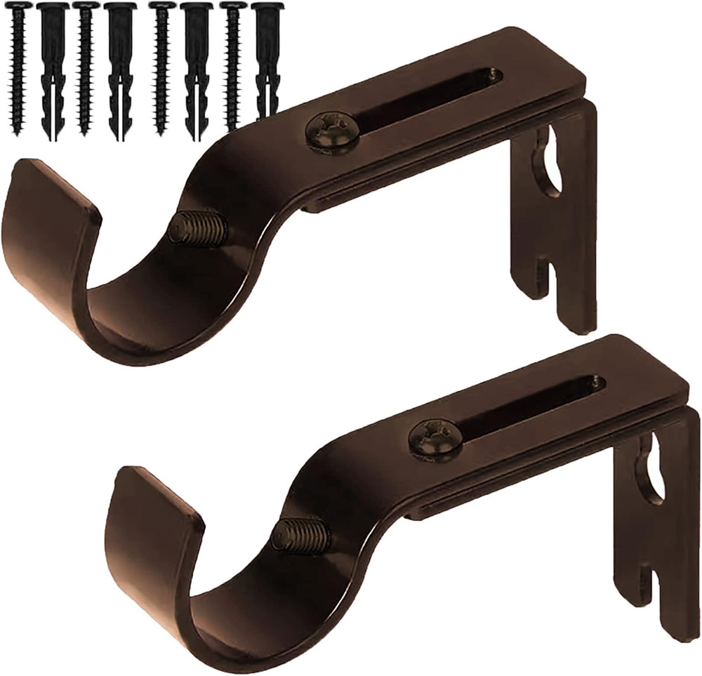 Curtain Rod Brackets for Adjustable, 2 Pack Premium Rod Bracket for Walls, Curta