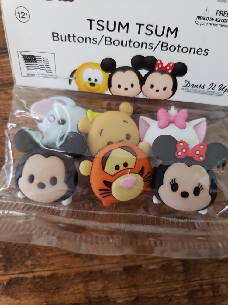 Disney Tsum Tsum Buttons 6 Pack New