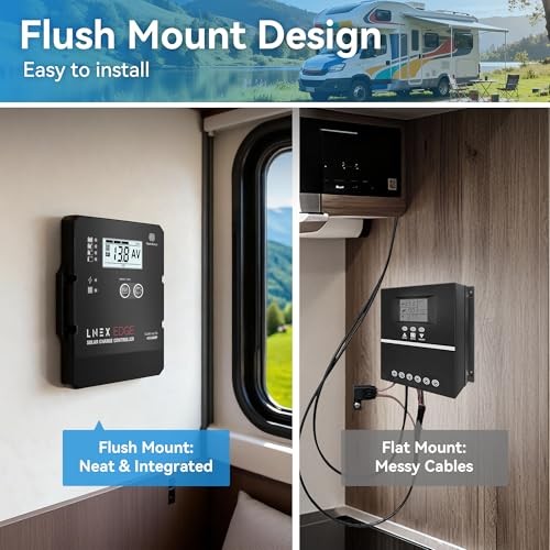 Solar Charge Controller with Flush Mount Design, 6 Stage 40A Flush Mount