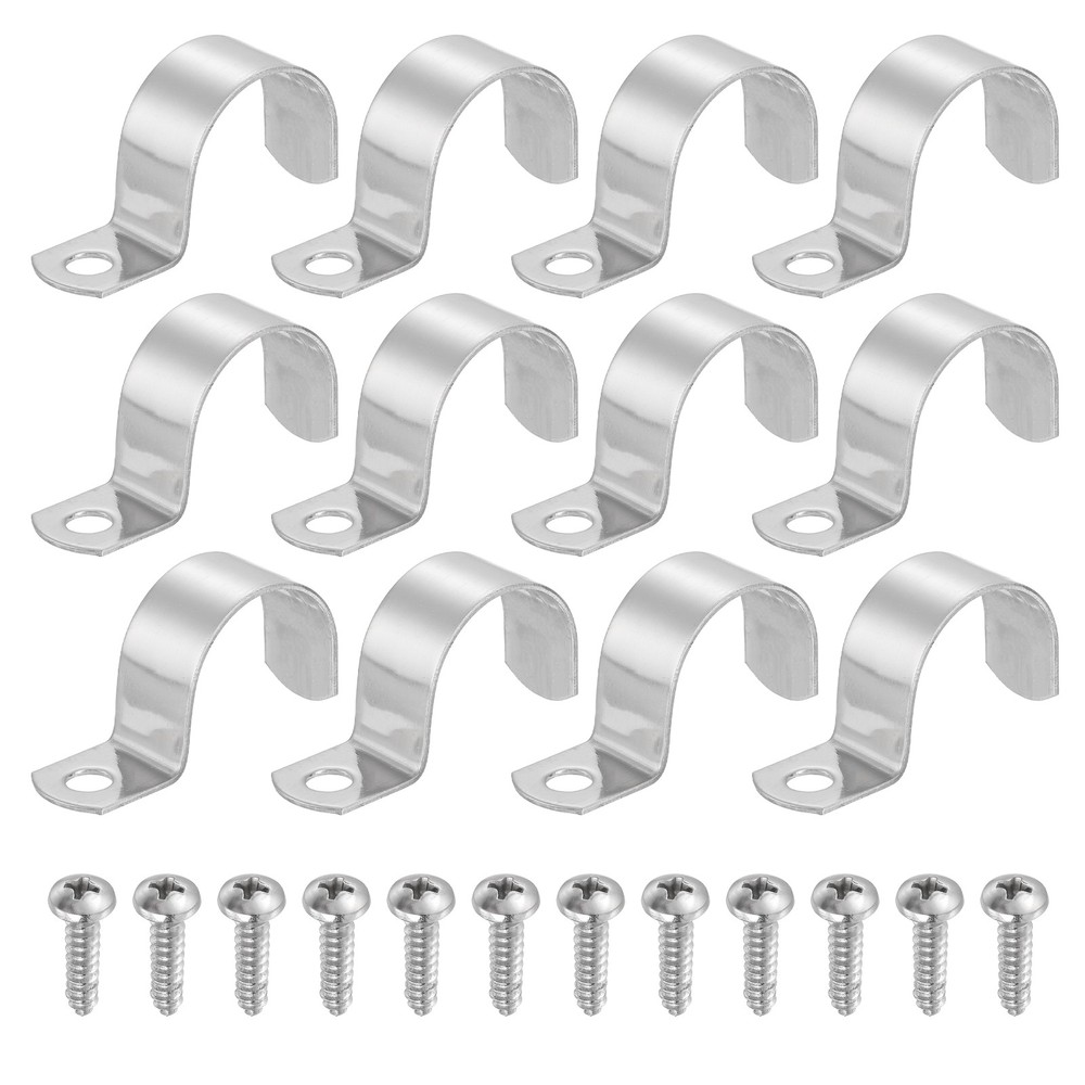 12Pcs 32mm(1-1/4") One Hole Rigid Pipe Strap with Screws, Silver