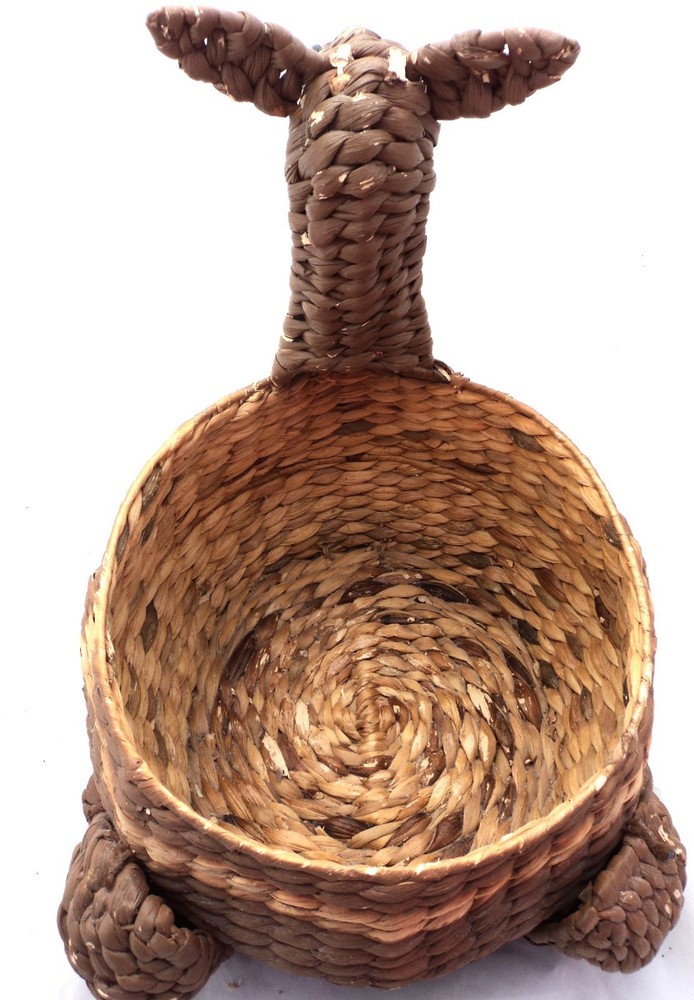 Large Water Hyacinth Wicker Llama Basket 16" Tall