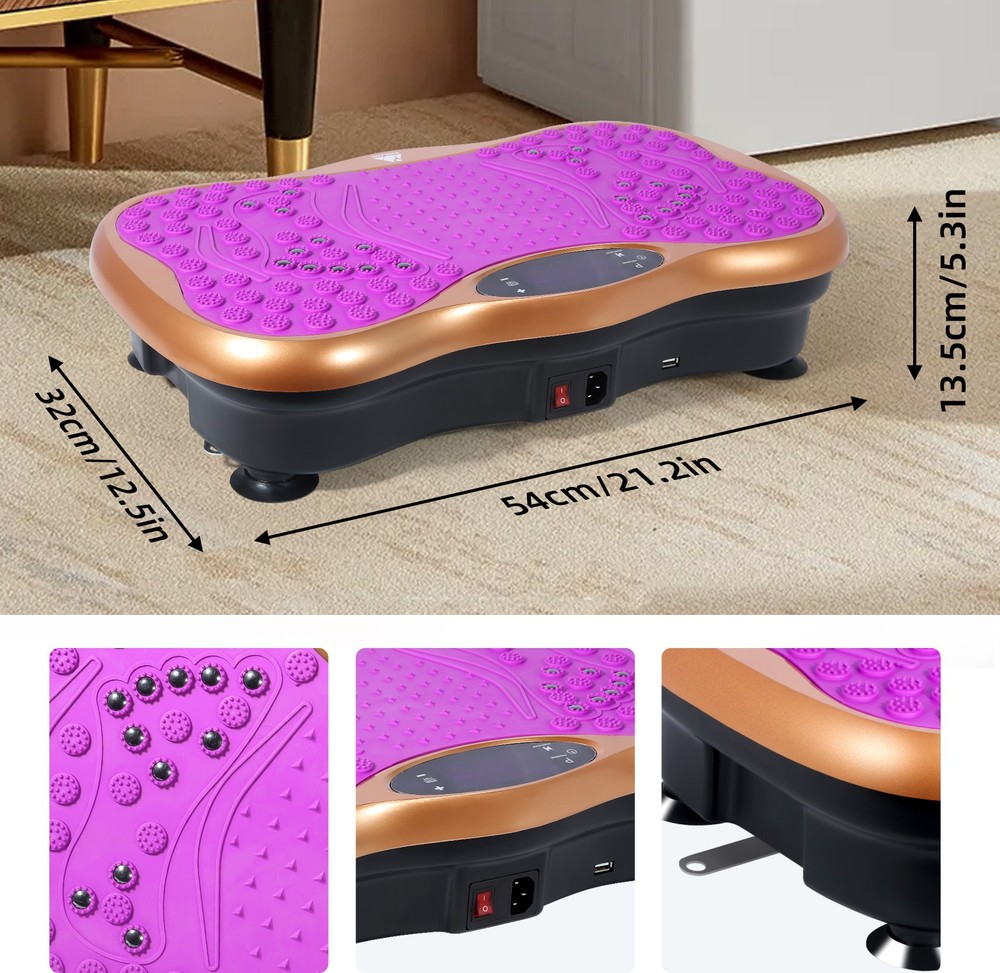Vibration Plate W/Bands & Pull Cord, LED Touch Screen,Bluetooth for Body Workout