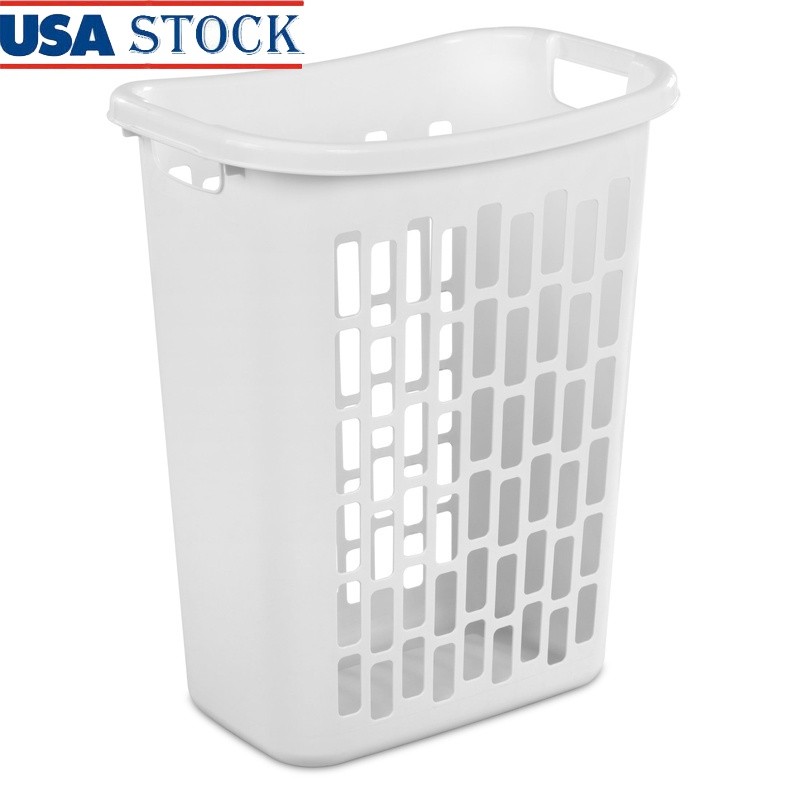 Rectangular Open Hamper Plastic Laundry Basket Adult W/ Ventilation Handles New