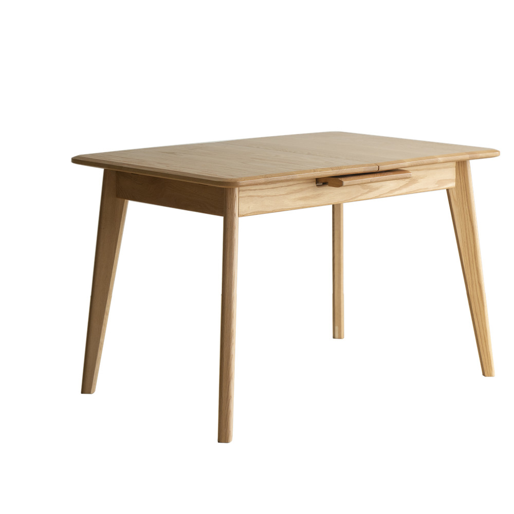 Natural Solid Oak Round Corner Diagonal Leg Telescopic Table Extending Dining