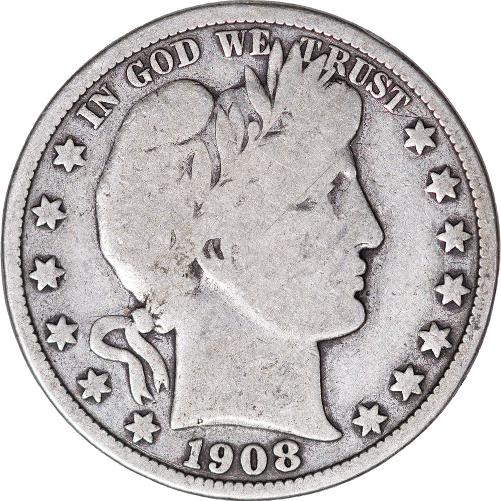 1908-D Barber Silver Half Dollar ~ VG