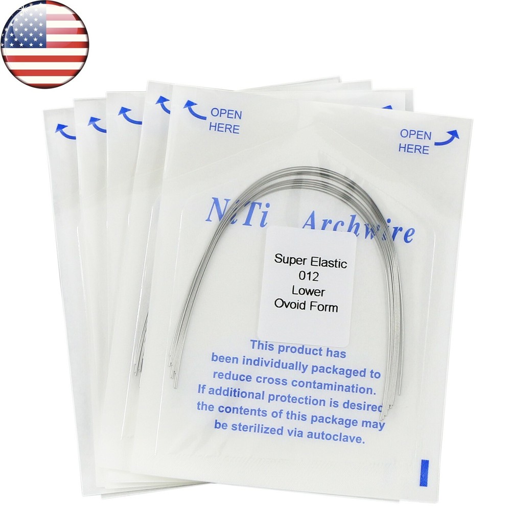 US 10Pack Dental Ortho Arch Wire Round/Rectangular Niti Elastic Ovoid Form