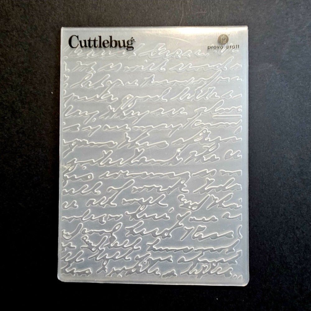 SCRIPT WRITING Cuttlebug Embossing Folder 4¼"×5¾" Vintage Antique Letter bb276