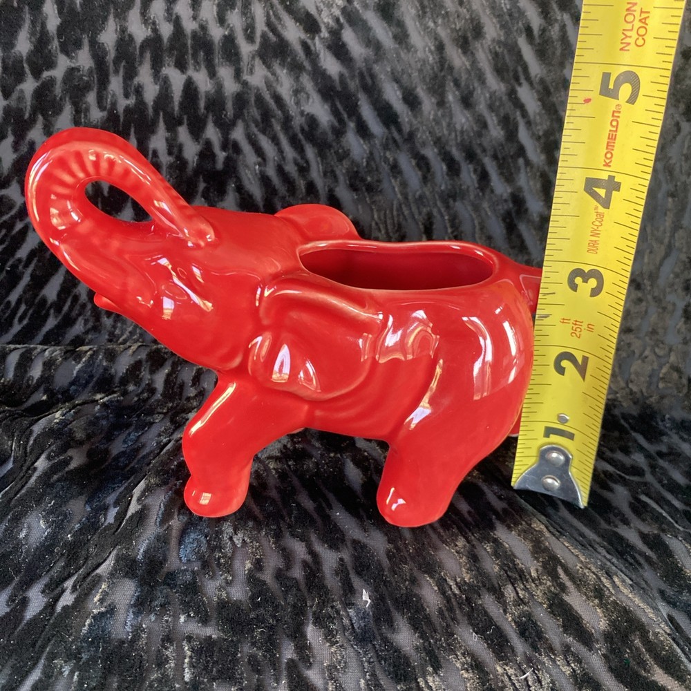 Vintage Red Ceramic Elephant Creamer Holder 6.5” Long EUC