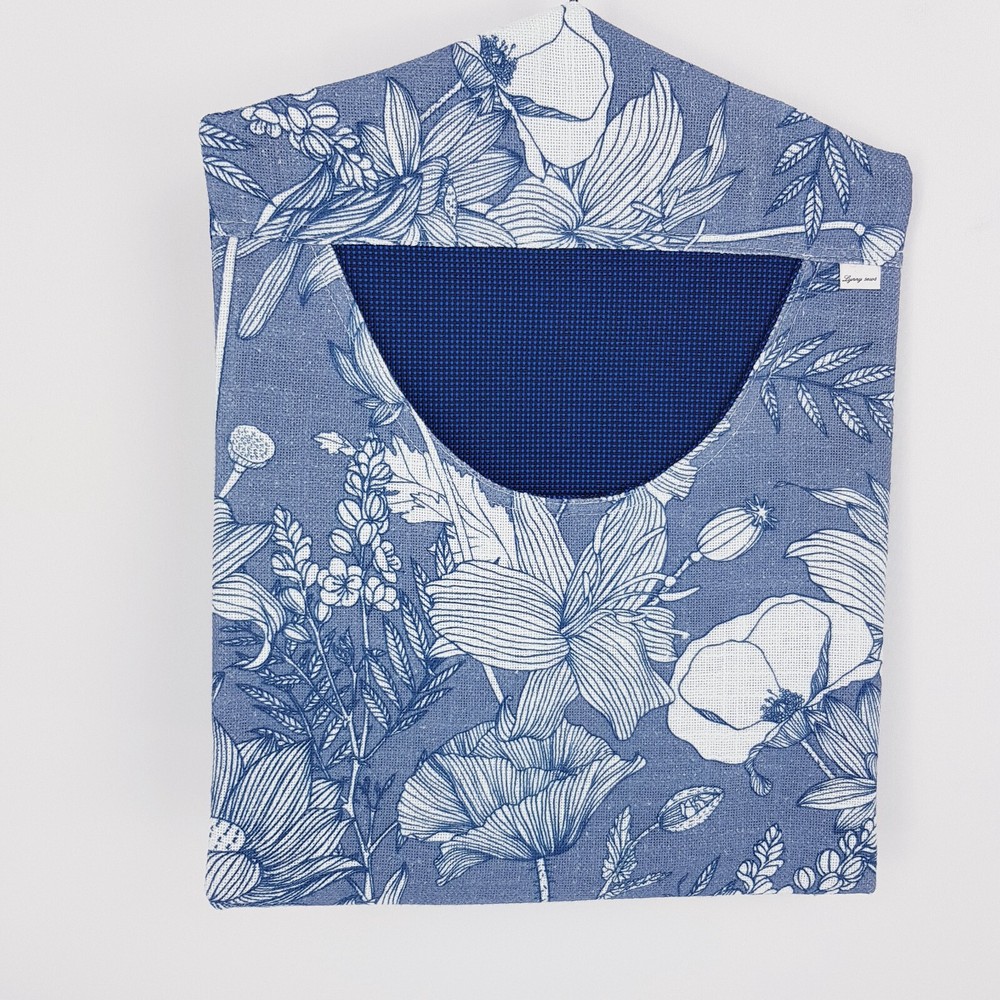 Peg Bag Handmade Blue Floral Front Patterned Lined Laundry Clothes Peg Holder