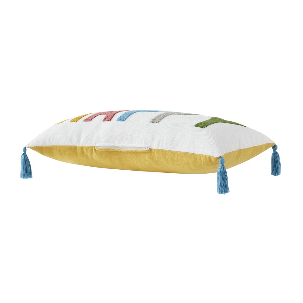 12" x 22" Happy Multicolored Polyester Decorative Pillow