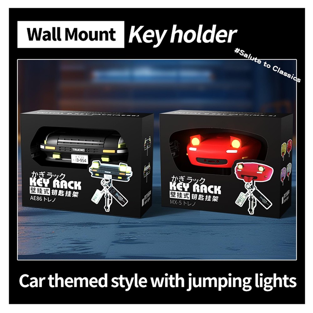 Initial D AE86 & Mazd@ MX5 Miata Car Wall Key Holder - Pop-Up Headlight, Auto...