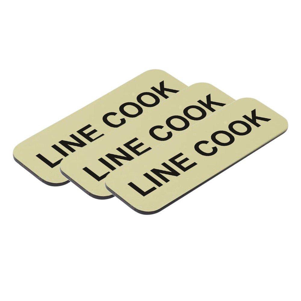 Line Cook 1 x 3" Name Tag/Badge, (3 Pack)