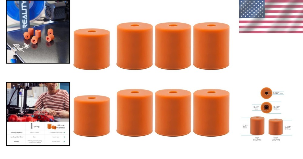 3D Printer Leveling Parts: 8-Pack Silicone Mounts for Precision Stability