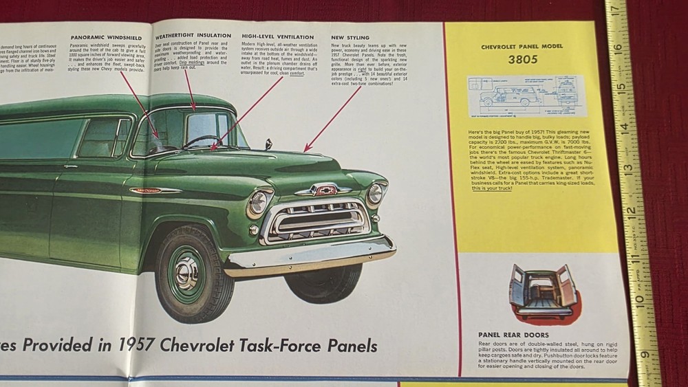 Original 1957 Chevrolet TASK FORCE Panel Truck Brochure Poster