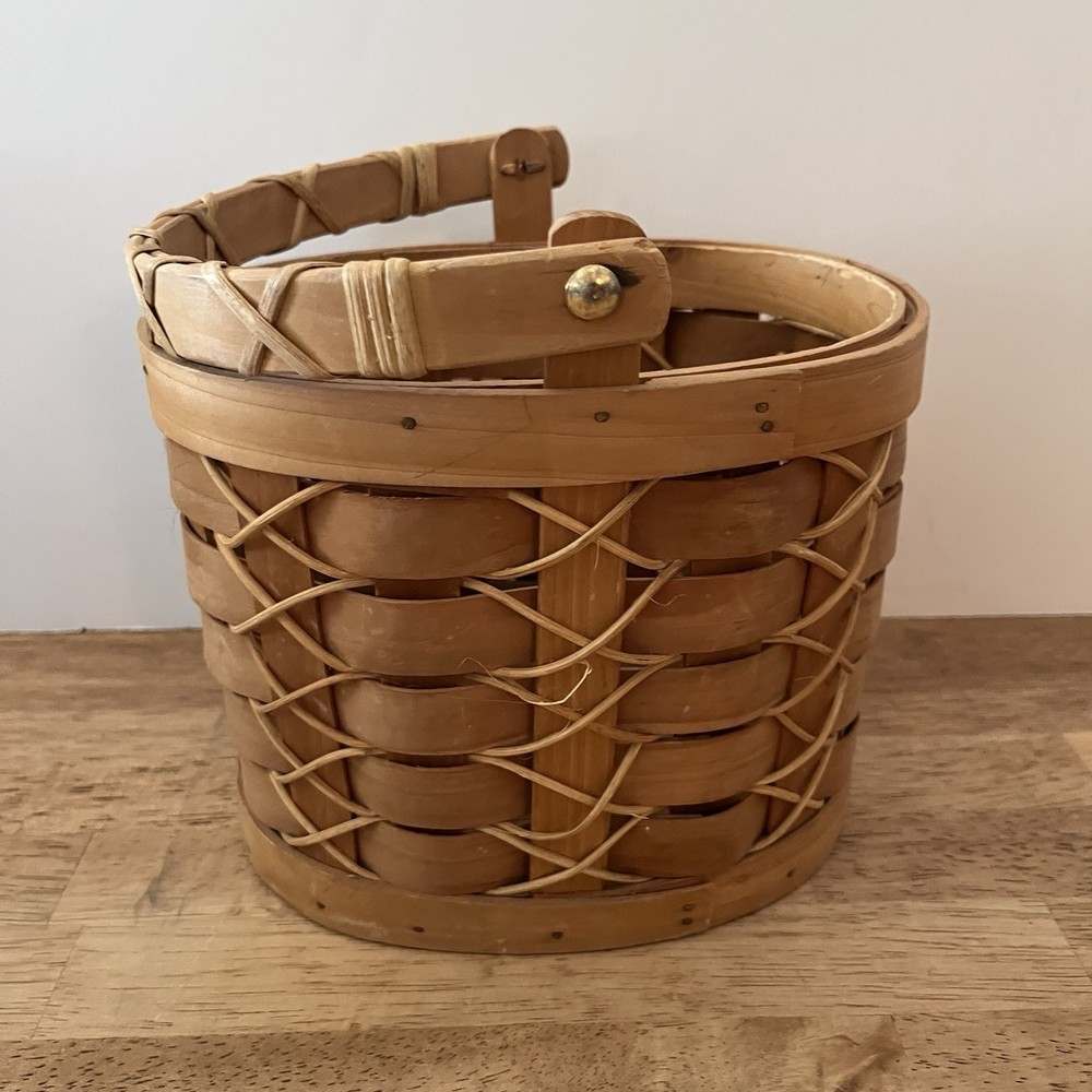 Vintage Oval Woven Basket With Handle