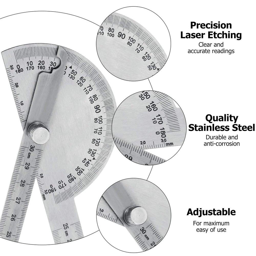 Angle Protractor Angle Finder Ruler Two Arm Stainless Steel Protractor Woodworki