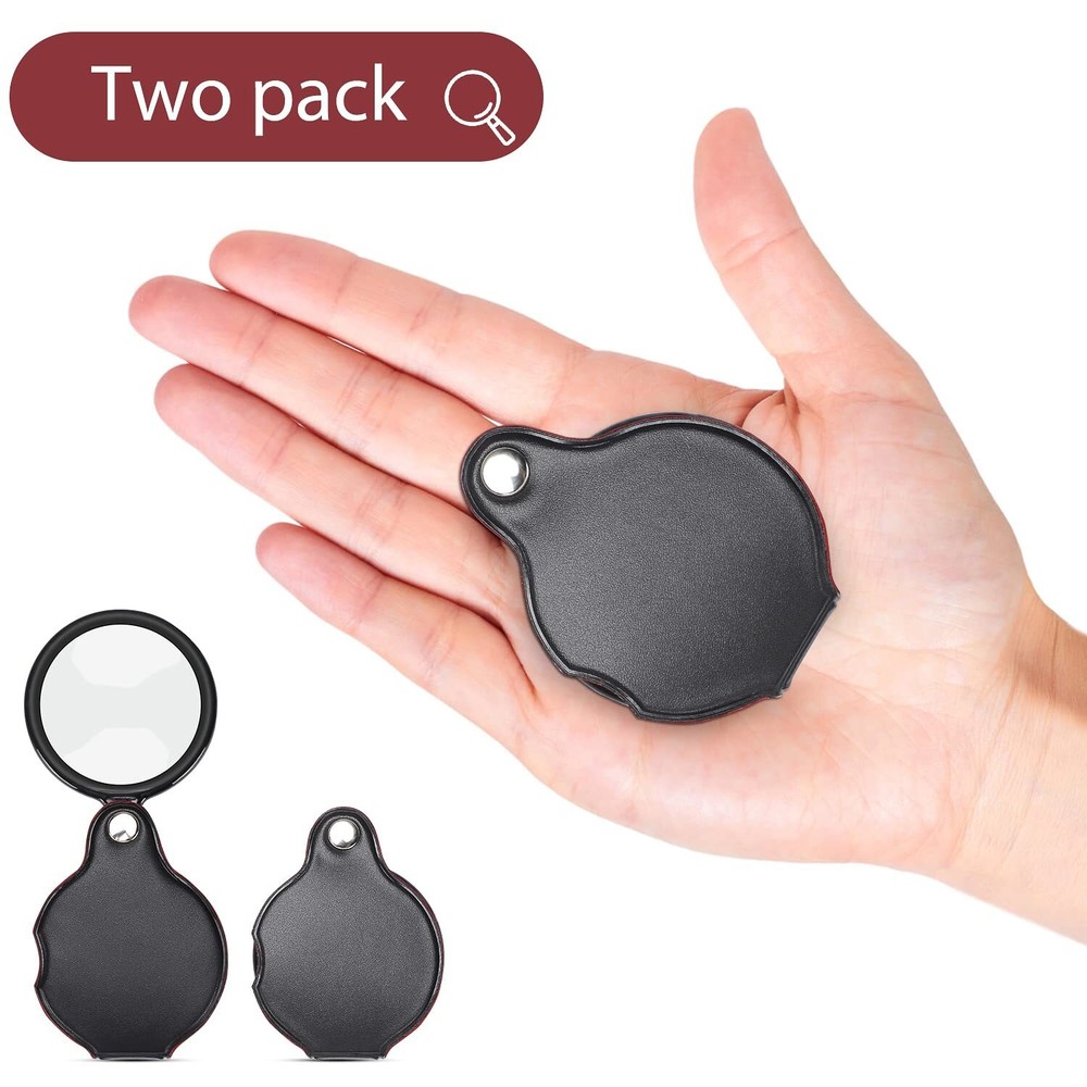 6 Pack 10X Foldable Magnifying Glass with Rotating Protective Cover for Reading