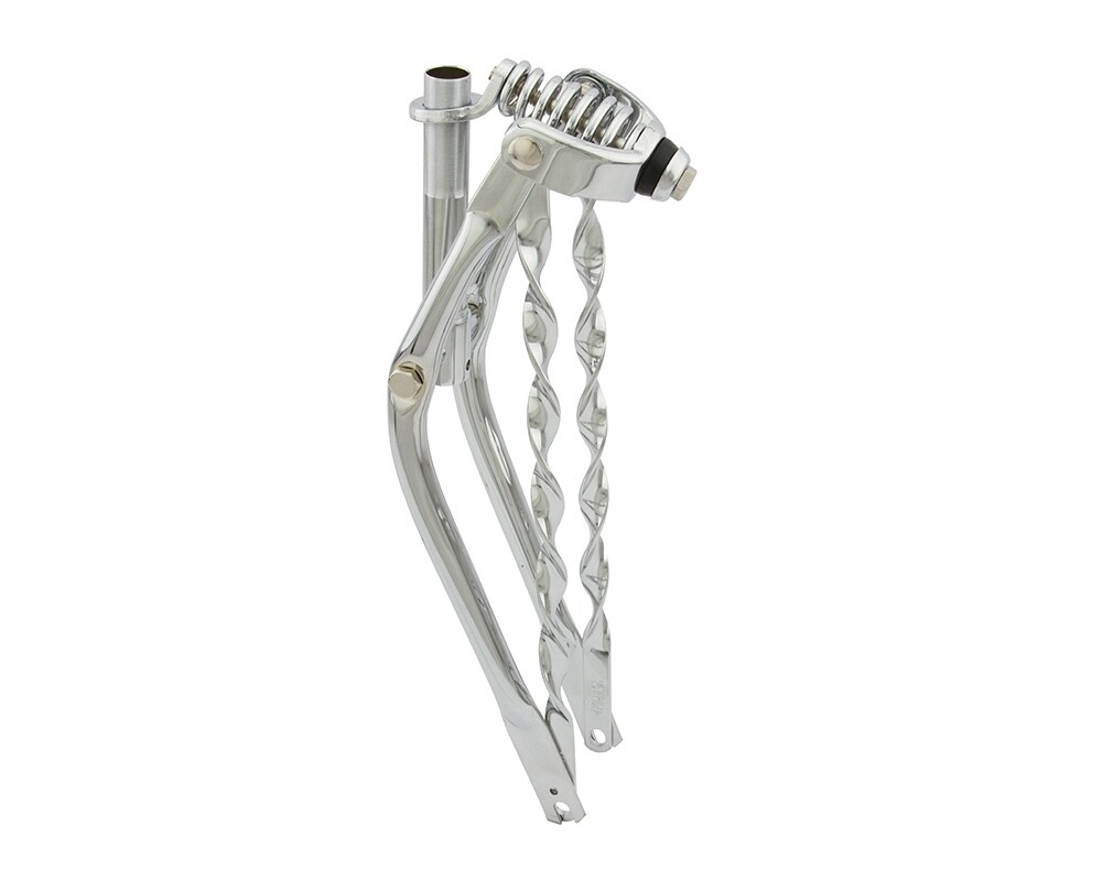 20 LOWRIDER CLASSIC SPRING FORK 1 INCH W/TWISTED BARS CHROME. LOWRIDER
