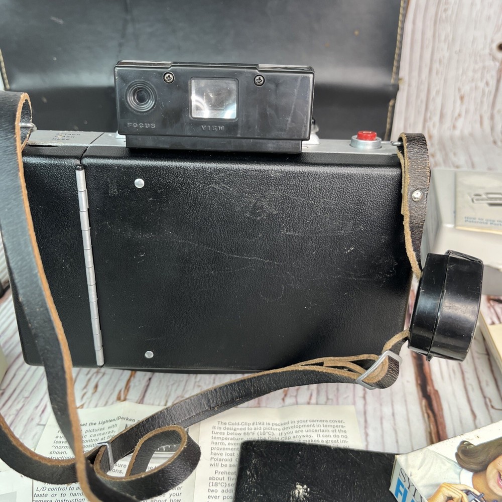 Vintage Polaroid Automatic 100 Land Camera with Case, Timer, Flash, Bulbs, More