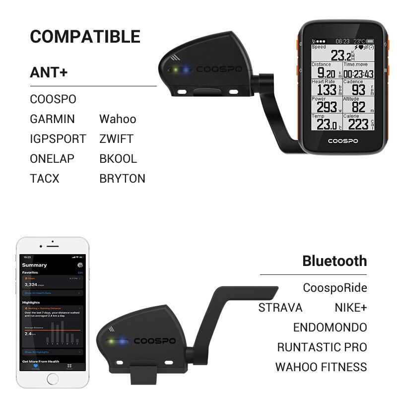 CooSpo Bicycle Speed And Cadence Dual Sensor Bluetooth ANT+ Wireless Waterproof