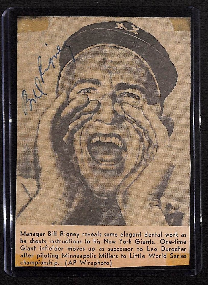 Bill Rigney Signed Newspaper Auto