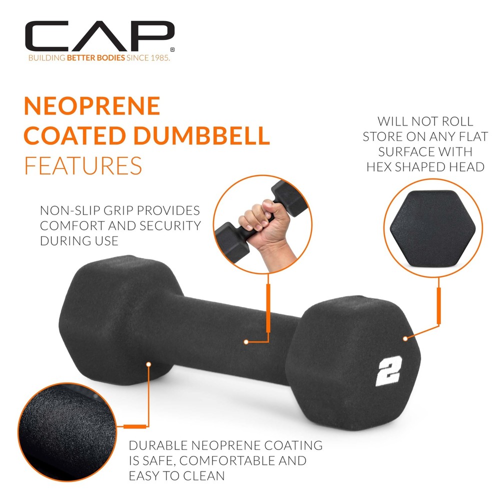 Neoprene Dumbbell Hand Weights 2 LB Pair for Home Workouts