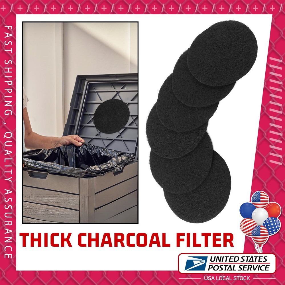 6PCS Activated Carbon Compost Bin Filters 0.4" Extra Thick Easy Installation