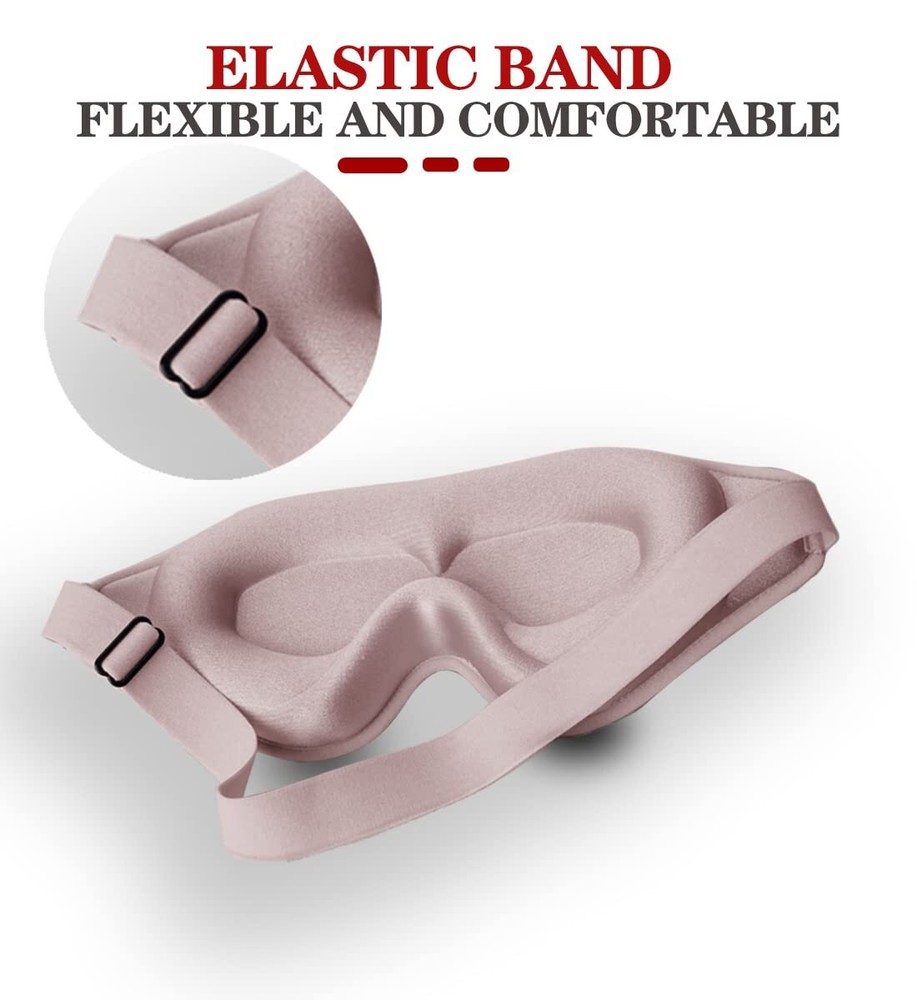 3D Contoured Sleep Mask with Adjustable Strap for Complete Light Blocking