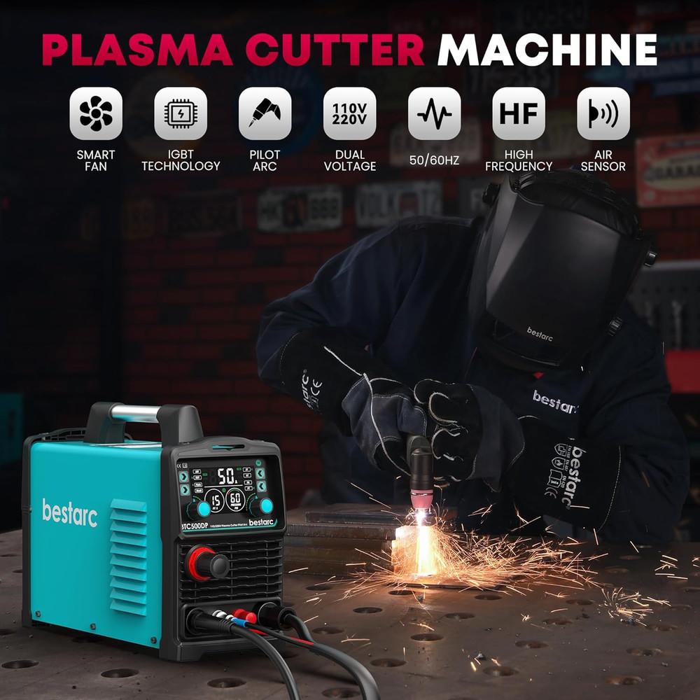 Pilot Arc Plasma Cutter, [Large LED Display][Air Sensor] 50A Plasma Cutter Machi