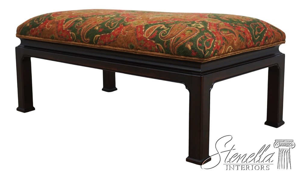 L68530: Crewlwork Upholstered Chippendale Ottoman Bench