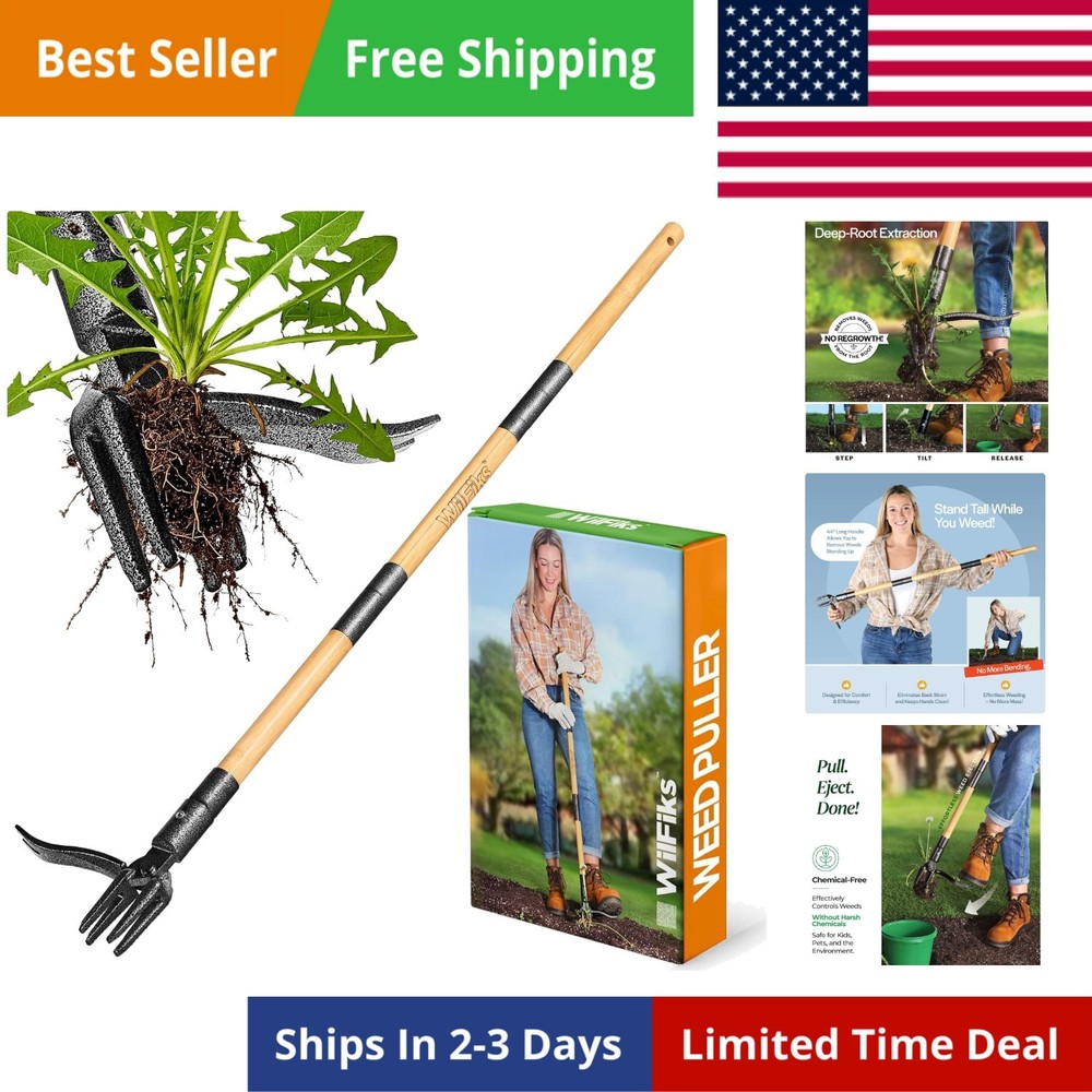 Weed Puller Tool, Stand Up Heavy Duty Weed Remover Tool with Long Handle , Fo...