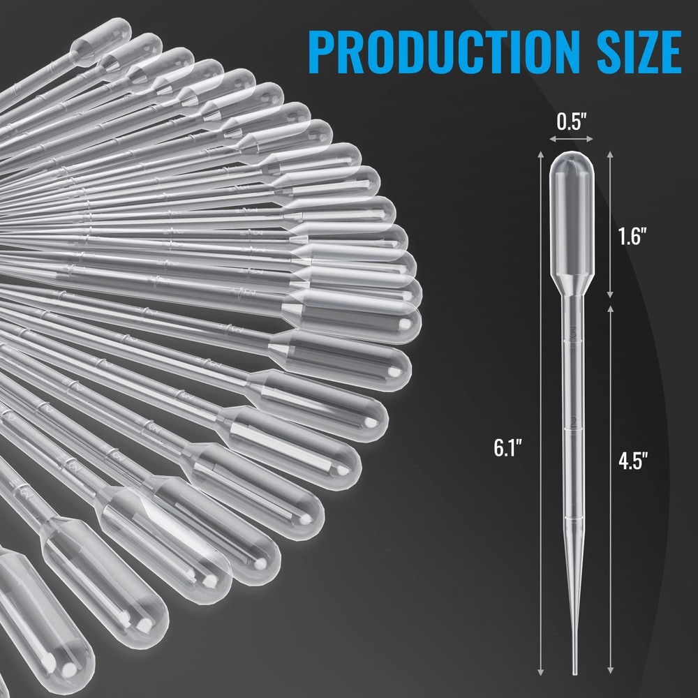 100Pcs 3mL Disposable Plastic Transfer Pipettes Calibrated Dropper for Scienc...