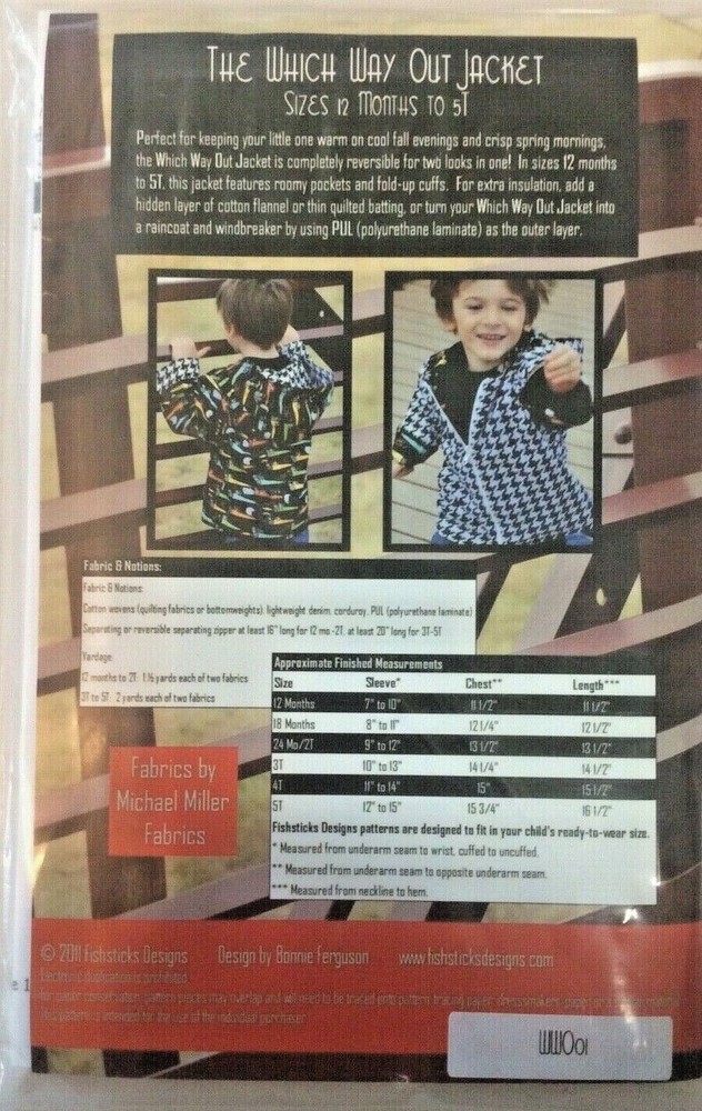 FISHSTICKS- THE WHICH WAY OUT JACKET- SIZES 12 MO - 5T