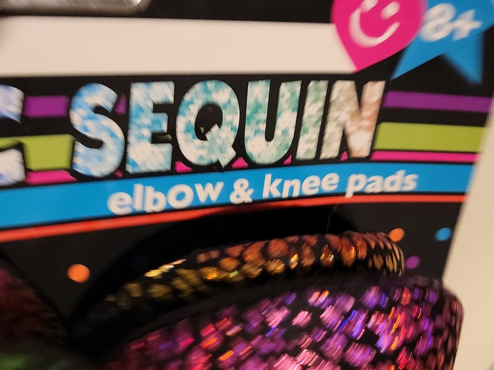 MAGIC Sequin Knee & Elbow Pads Set Hardshell Hook Loop Adjustable Straps 8+
