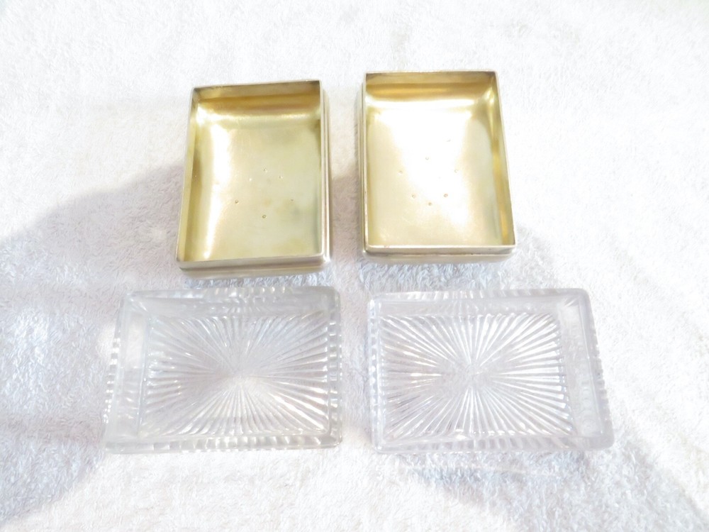 Gorgeous victorian english sterling silver & crystal 2 rectangular boxes London