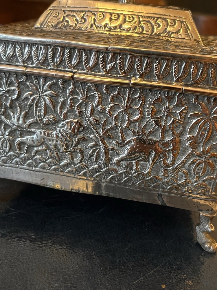 Antique Anglo Indian Unmarked Silver Tea Caddy