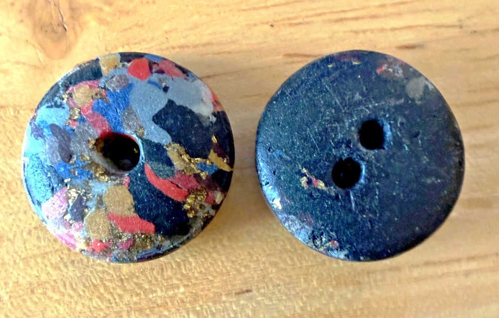 Antique Composition Whistle Buttons_Brightly Colored_4 Count_