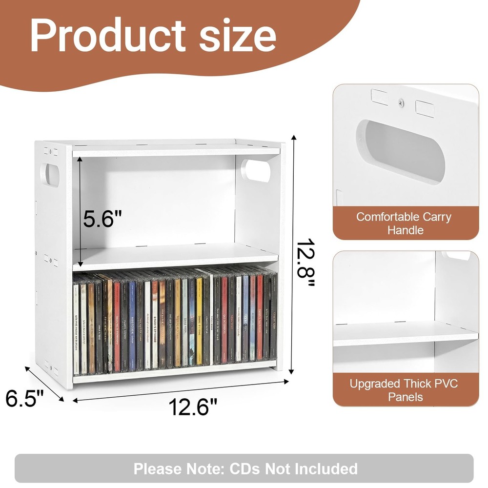 Stackable Double Layer CD Storage Racks, CD Holder for CD Cases, Holds 58 CD ...