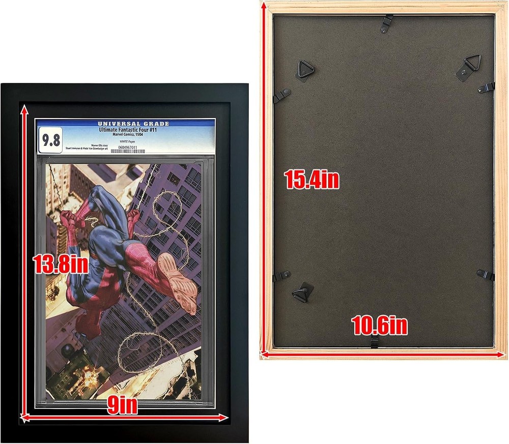 TRLRY New Single Graded Comic Book Frame Solid Wood Black Mat for CGC Comics