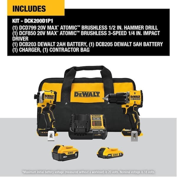 DEWALT 20V MAX 2-Tool Combo Kit - DCK200D1P1