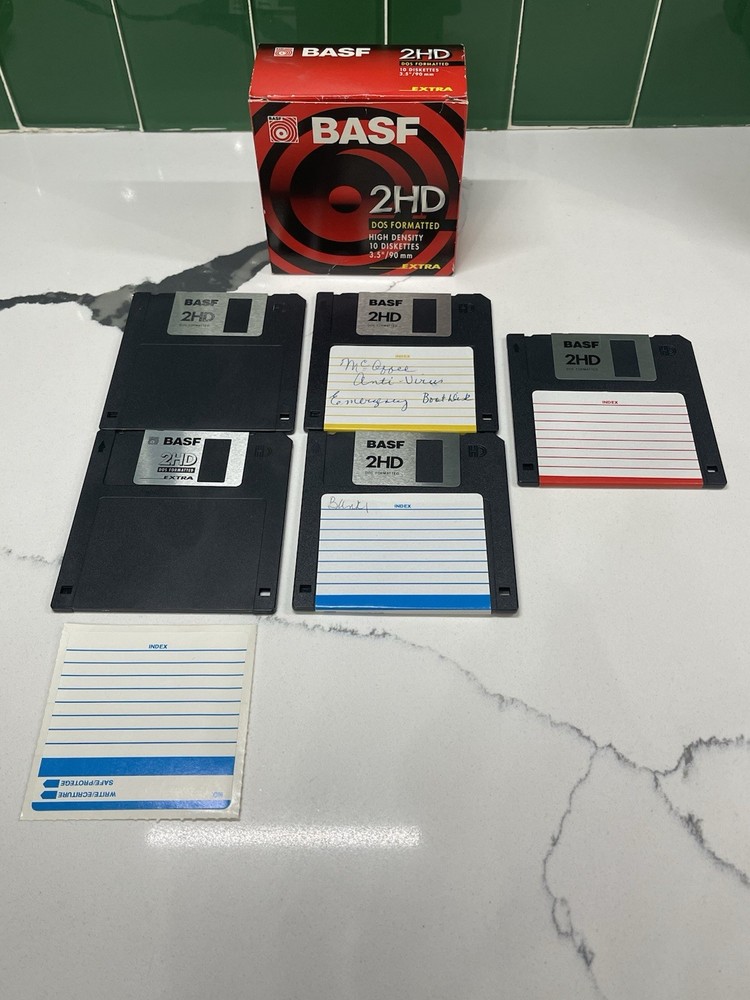 Vintage 3.5" Diskettes BASF OPEN BOX 5ct 2HD **READ DESCRIPTION**