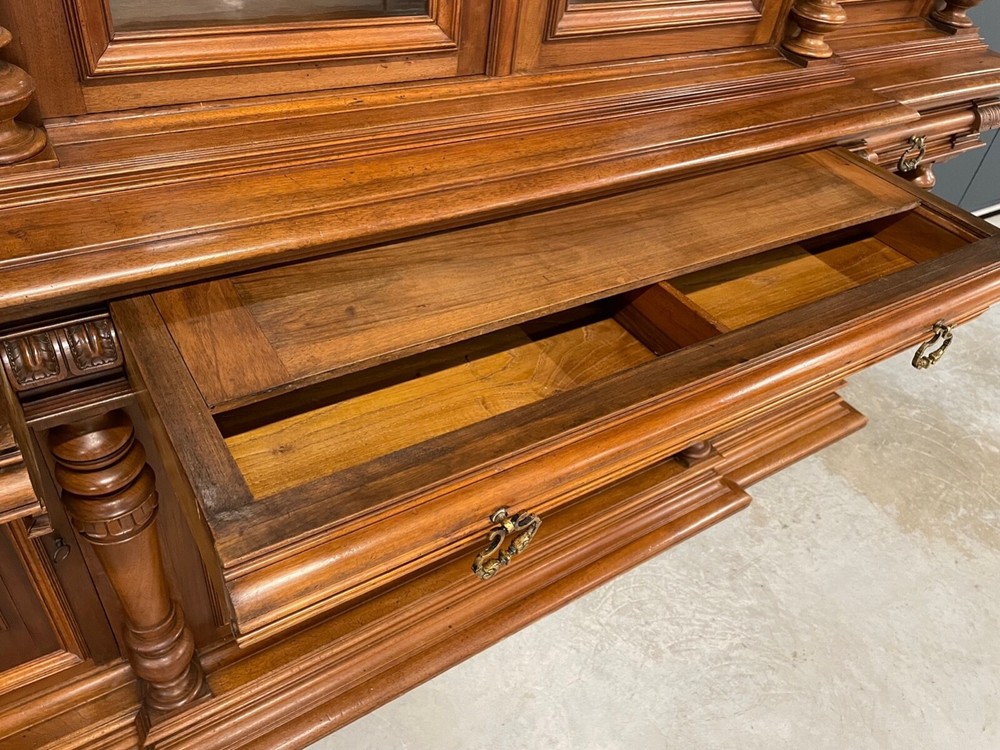 1900 Walnut Renaissance Style Bookcase