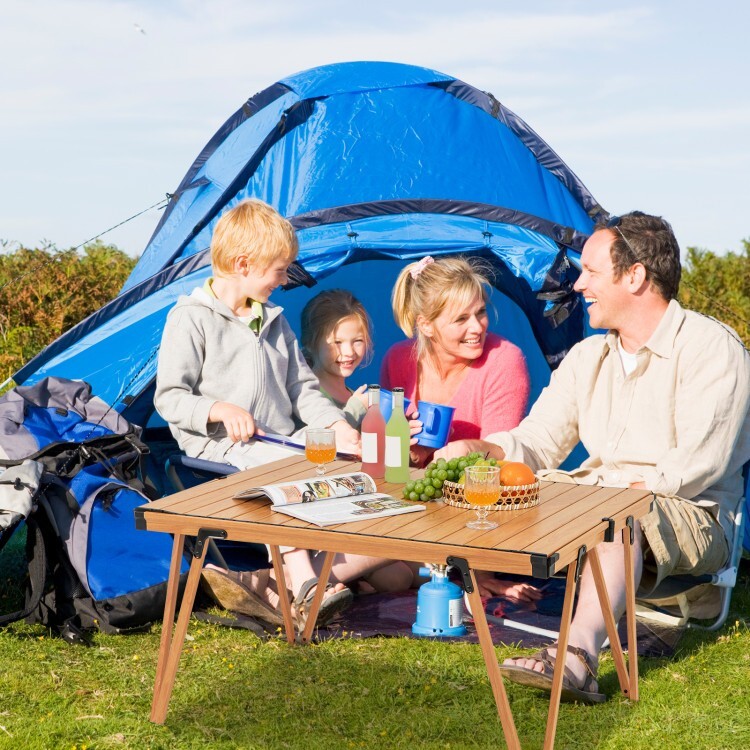 Folding Portable Camping Table Picnic Table w/Storage Bag & Waterproof Desktop