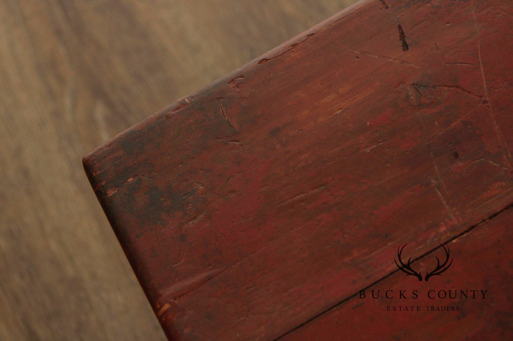 Red Lacquered Trunk With Brass Hardware On Custom Black Stand, Coffee Table