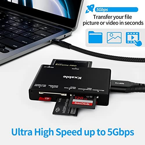 SD Card Reader 7 in 1, USB 3.0 Memory Card Reader/Writer 5Gbps, for SD/Micro