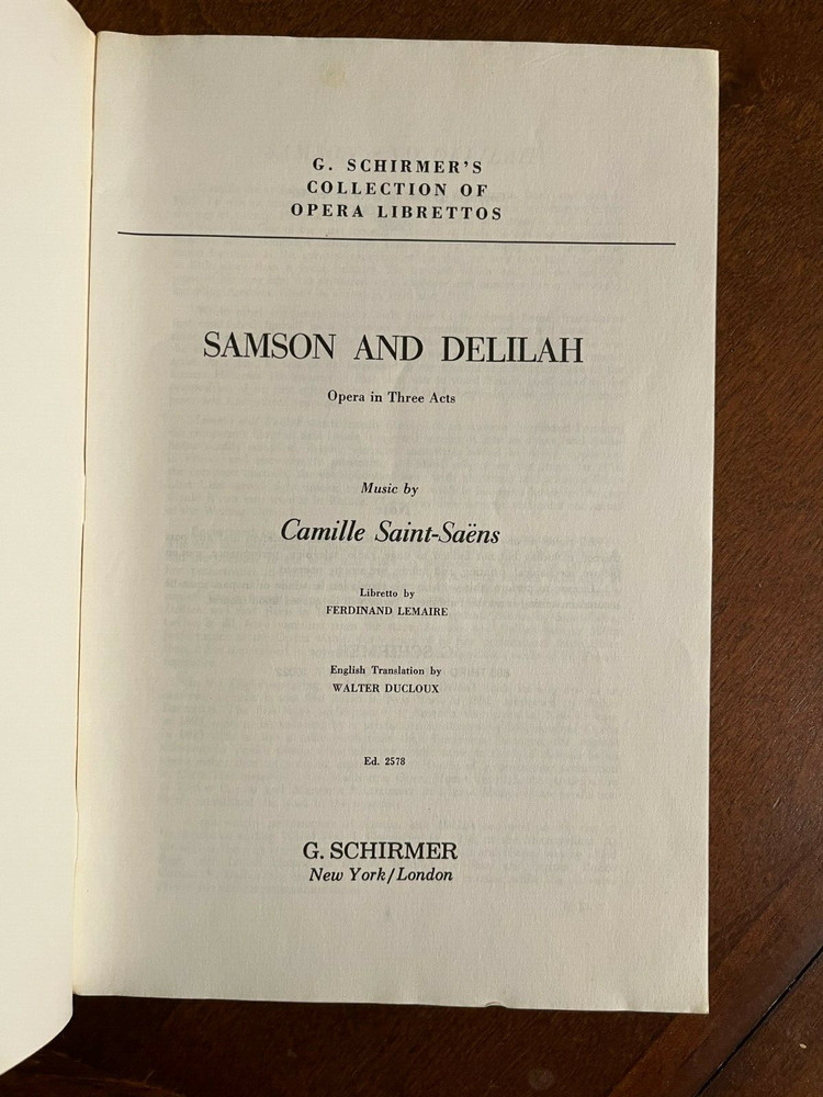 Samson and Delilah Libretto Metropolitan Opera