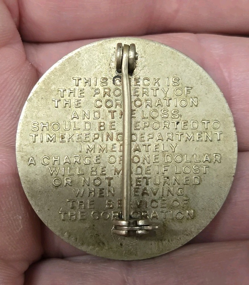 WWII Bethlehem Shipyard - Sparrows Point Numbered Workers Badge