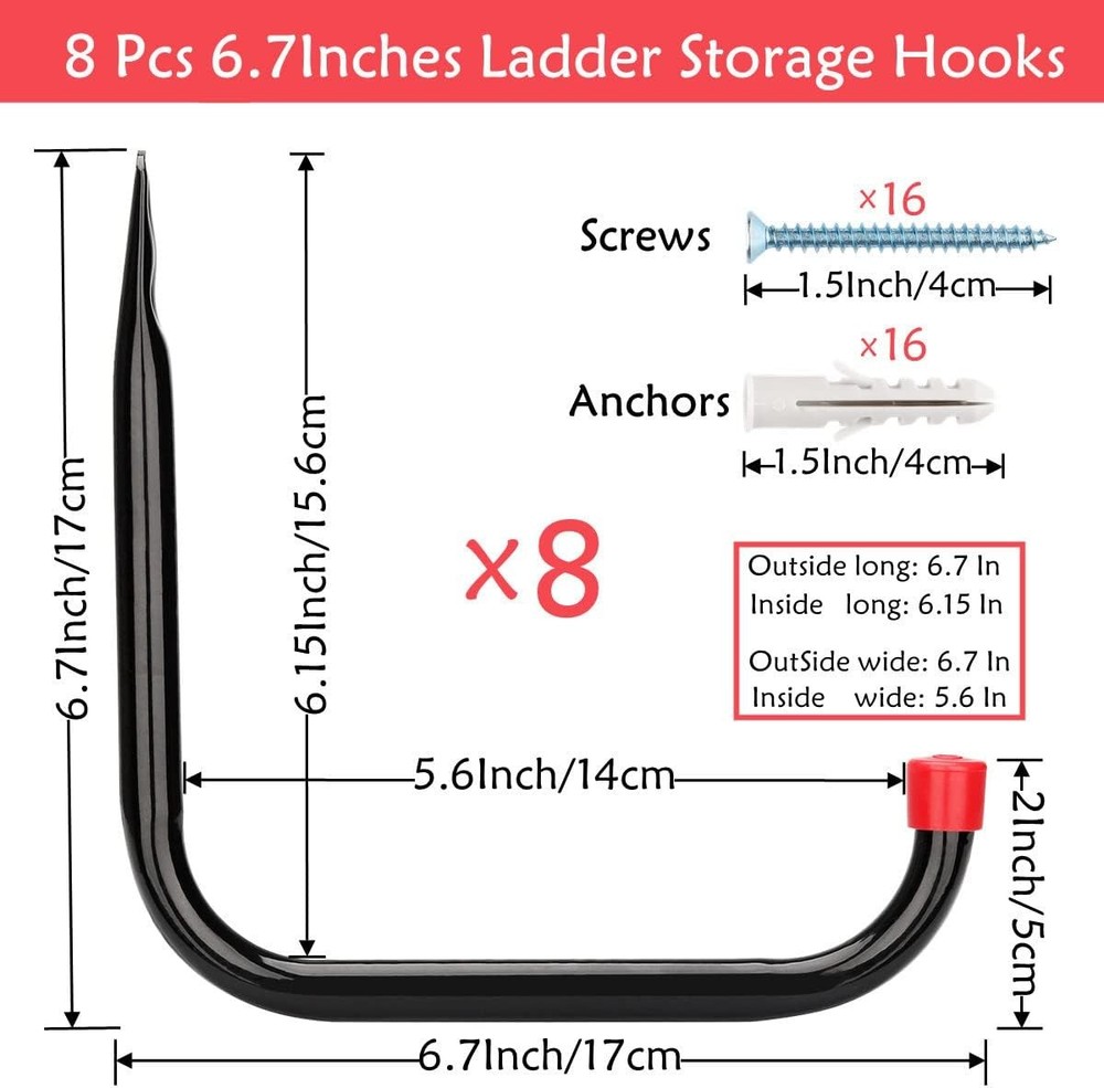 8 Pack Heavy Duty Garage Storage Wall Utility Hooks